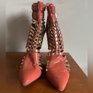 Women's Orange Strappy Heels